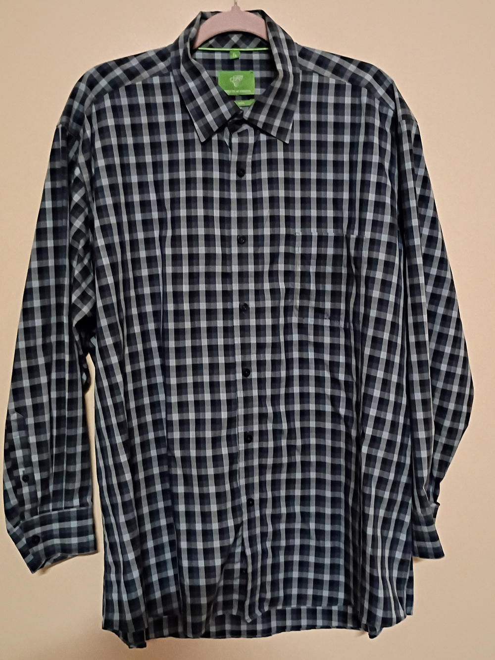 Forsyth of Canada Men's Checked Button-Down Shirt in Navy & Light Blue Size XL